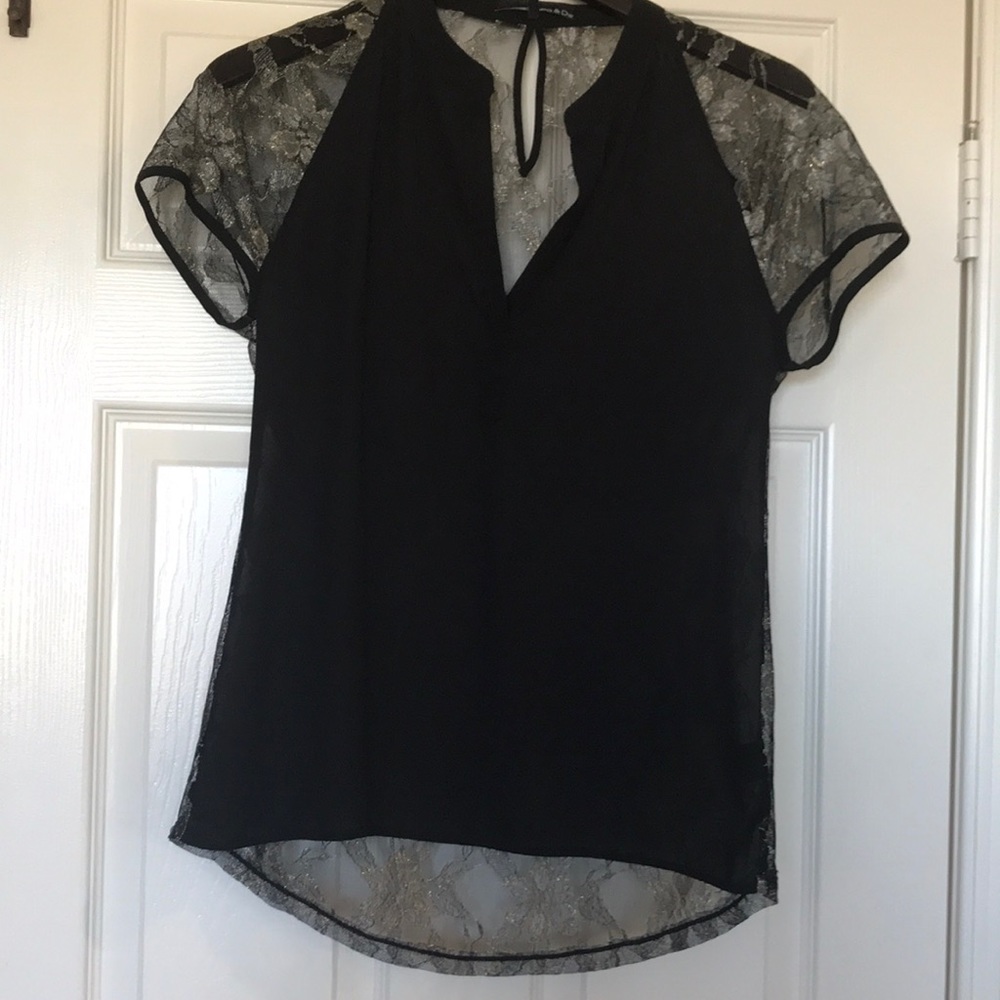 V neck black blouse